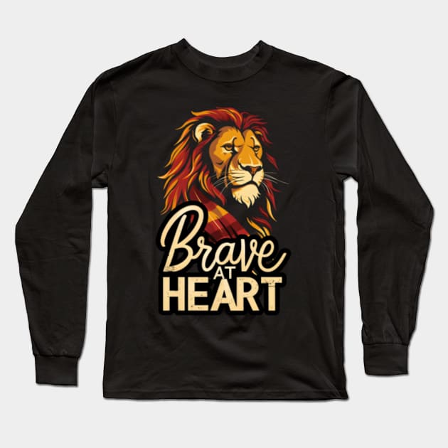 Brave at Heart - Lion with a Scarf - Magical Long Sleeve T-Shirt by Fenay-Designs